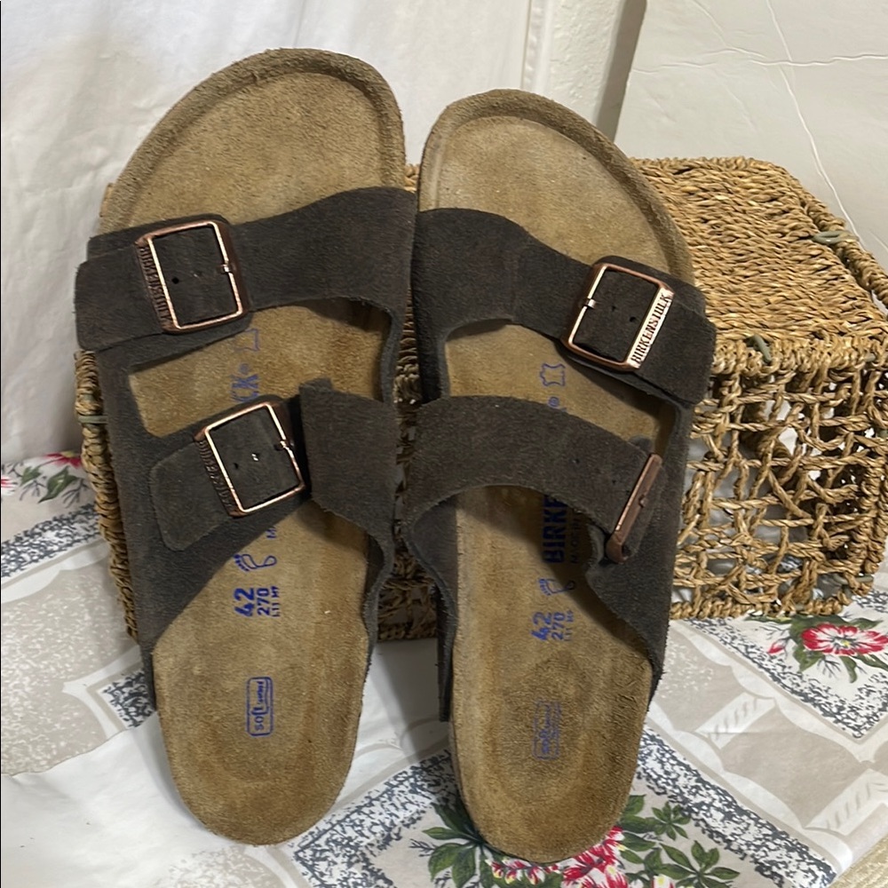 Birkenstock Brown Suede Women's SOFT SOLES Sandals Sz 11 NICE
